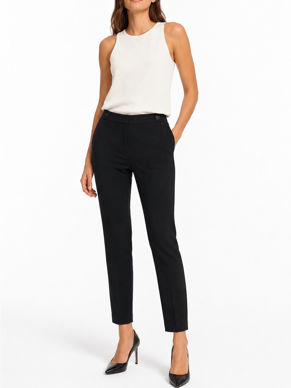 Theory Padra Admiral Crepe Black Ankle Pants Size 12